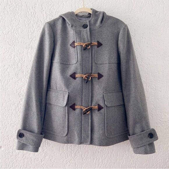 J. Crew Classic Toggle Duffle Italian Melton Wool Peacoat Winter Jacket Grey 4 - Picture 3 of 14